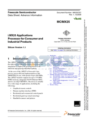 MCIMX25_1 datasheet - i.MX25 Applications Processor for Consumer and Industrial Products