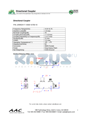 JXWBOH-T-10900-12750-10 datasheet - Directional Coupler