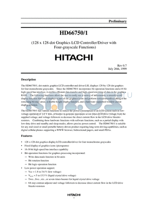 HD66750 datasheet - 128 x 128-dot Graphics LCD Controller/Driver with Four-grayscale Functions