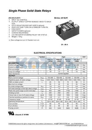 PSB20A127528 datasheet - Single Phase Solid State Relays