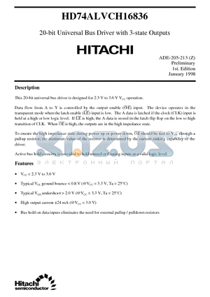 HD74ALVCH16836 datasheet - 20-bit Universal Bus Driver with 3-state Outputs