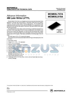 MCM69L819AZP9R datasheet - 4M Late Write LVTTL