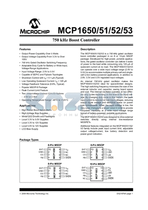 MCP1653SEMS datasheet - 750 kHz Boost Controller