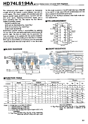 HD74LS194A datasheet - 4-bit Bidirectional Universal Shift Registers