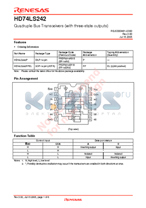 HD74LS242 datasheet - Quadruple Bus Transceivers (with three-state outputs)