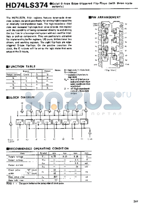HD74LS374 datasheet - Octal D-type Edge-triggered Flip-Flips(with three-state outputs)