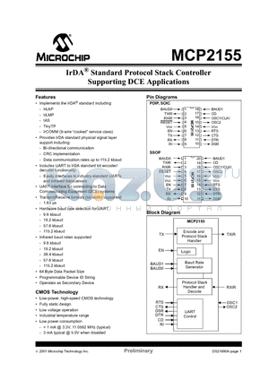 MCP2155 datasheet - ItDA Standard Protocol Stack Controller Supporting DCE Applications