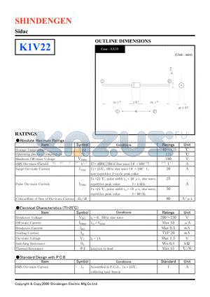 K1V22 datasheet - Sidac