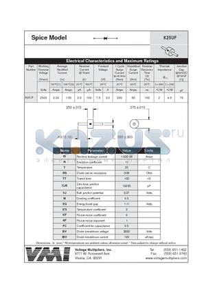 K25UF datasheet - Spice Model