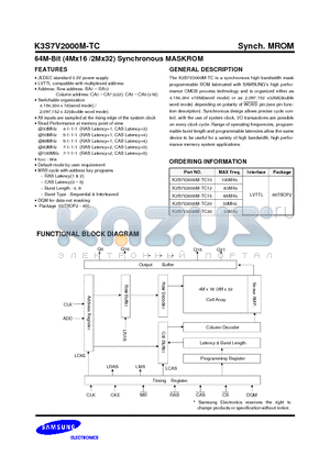 K3S7V2000M-TC12 datasheet - 64M-Bit (4Mx16 /2Mx32) Synchronous MASKROM