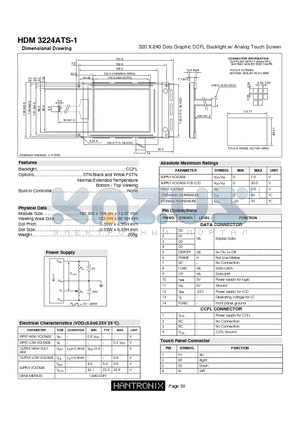 HDM3224ATS-1 datasheet - 320 X 240 Dots Graphic CCFL Backlight w/ Analog Touch Screen