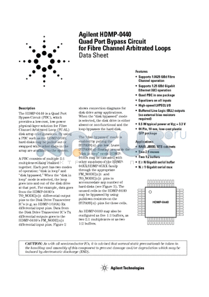 HDMP-0440 datasheet - Quad Port Bypass Circuit for Fibre Channel Arbitrated Loops