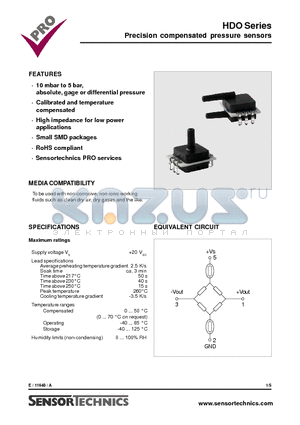 HDOM020GY8P datasheet - Precision compensated pressure sensors
