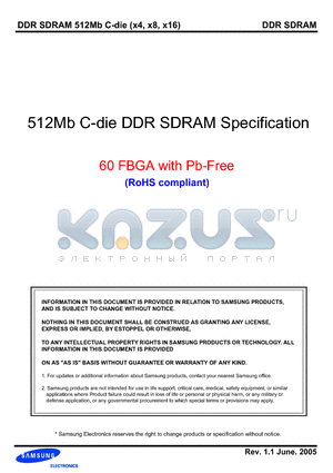 K4H511638C-ZLB3 datasheet - 512Mb C-die DDR SDRAM Specification