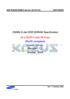 K4H560438E-VC/LA2 datasheet - 256Mb E-die DDR SDRAM Specification 54 sTSOP-II with Pb-Free (RoHS compliant)