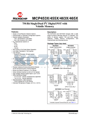 MCP4641 datasheet - 7/8-Bit Single/Dual I2C Digital POT with Volatile Memory