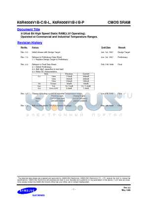 K6R4008V1B-C10 datasheet - CMOS SRAM