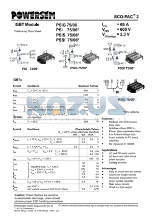 PSIG75/06 datasheet - IGBT Module