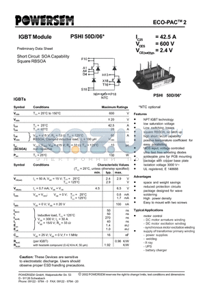 PSHI50D-06 datasheet - IGBT Module