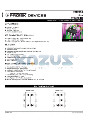 PSMS24-T7 datasheet - STANDARD CAPACITANCE TVS ARRAY