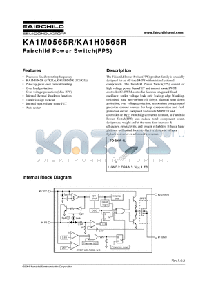 KA1H0565R-YDTU datasheet - Precision fixed operating frequency, Internal thermal shutdown function