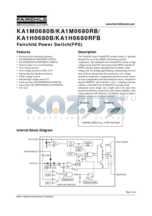 KA1H0680B-TU datasheet - Fairchild Power Switch(FPS)