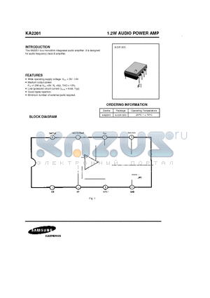 KA2201 datasheet - 1.2W AUDIO POWER AMP