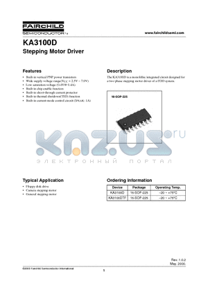 KA3100DTF datasheet - Stepping Motor Driver