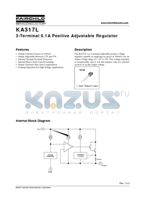 KA317LZ datasheet - 3-Terminal 0.1A Positive Adjustable Regulator