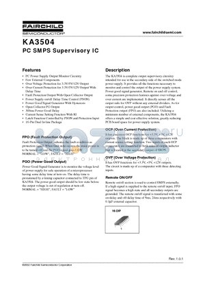 KA3504 datasheet - PC SMPS Supervisory IC