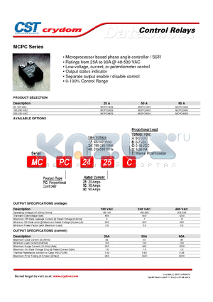 MCPC1250 datasheet - Microprocessor based phase angle controller / SSR