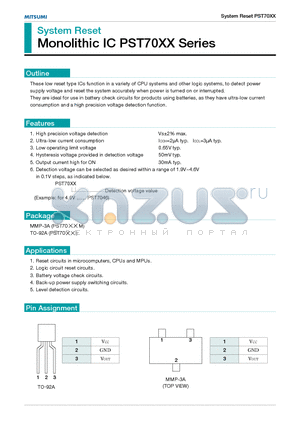 PST7026 datasheet - System Reset Monolithic IC PST70XX Series