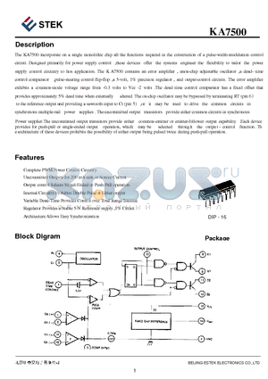 KA7500 datasheet - single monolithic chip