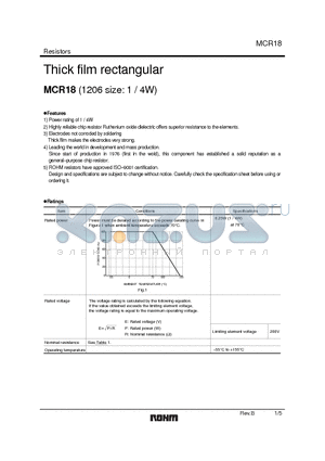 MCR18EZHJ000 datasheet - Thick film rectangular