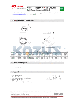 PSU3014-220N datasheet - SMD Power Inductors Shielded