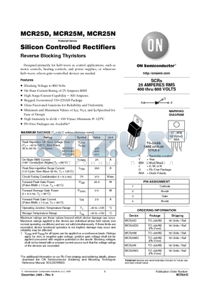 MCR25_05 datasheet - Silicon Controlled Rectifiers Reverse Blocking Thyristors