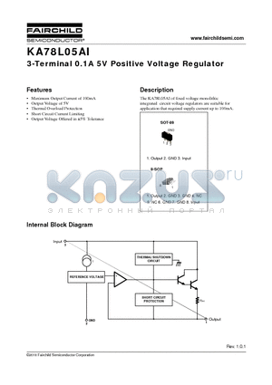 KA78L05AIMTF datasheet - 3-Terminal 0.1A 5V Positive Voltage Regulator