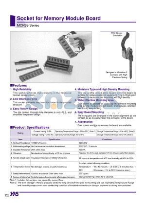 MCR89-130D-1.27DSC datasheet - Socket for Memory Module Board