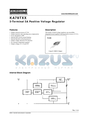 KA78T05 datasheet - 3-Terminal 3A Positive Voltage Regulator