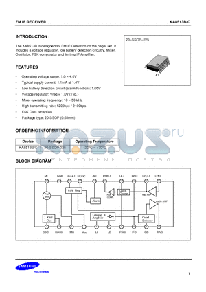 KA8513B/C datasheet - FM IF RECEIVER