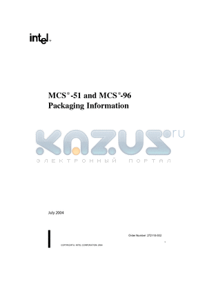 MCS-96 datasheet - MCS-51 and MCS-96 Packaging Information