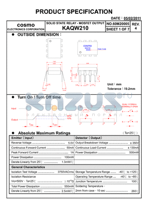 KAQW210_11 datasheet - PRODUCT SPECIFICATION