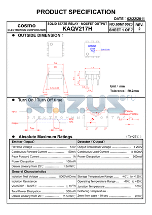 KAQV217H_11 datasheet - PRODUCT SPECIFICATION