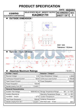 KAQW217H_11 datasheet - PRODUCT SPECIFICATION