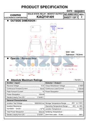 KAQY414H_11 datasheet - PRODUCT SPECIFICATION
