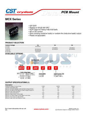 MCX380D5 datasheet - PCB Mount