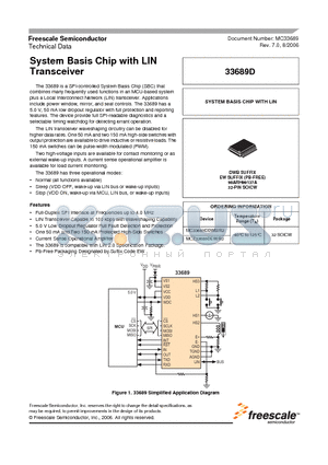MCZ33689DEW datasheet - System Basis Chip with LIN Transceiver
