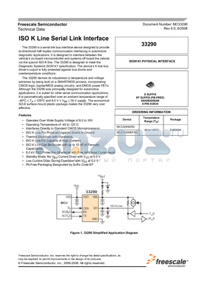 MCZ33290EF/R2 datasheet - ISO K Line Serial Link Interface