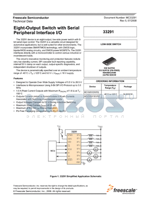 MCZ33291EG datasheet - Eight-Output Switch with Serial Peripheral Interface I/O