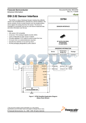 MCZ33784EF/R2- datasheet - DSI 2.02 Sensor Interface